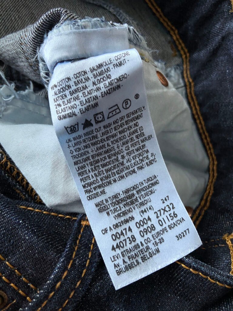 jean levi's 474 loose fit wide leg étiquette interieur