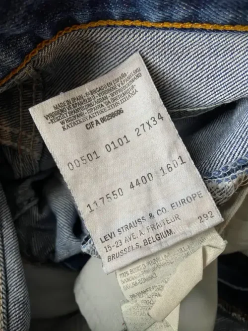 jean vintage levis 501 straight 90s etiquette