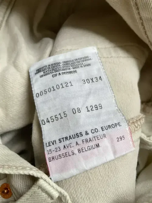 jean vintage levis straight 501 beige etiquette