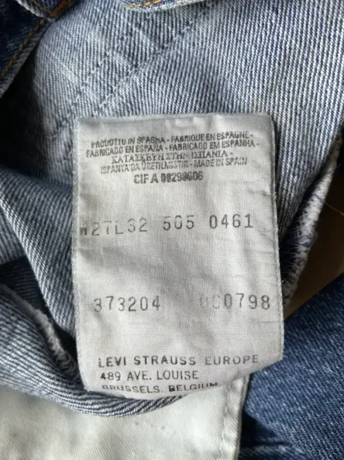 jean vintage levis 505 90 w27 etiquette
