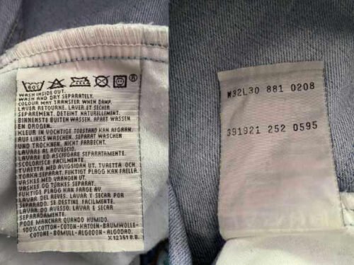 jean vintage levis 881 orange tab 90 etiquette