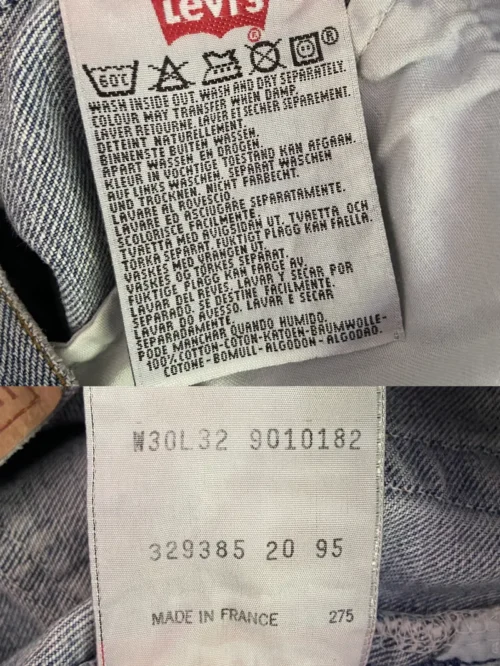 jean levi's vintage 901 années 90 étiquette