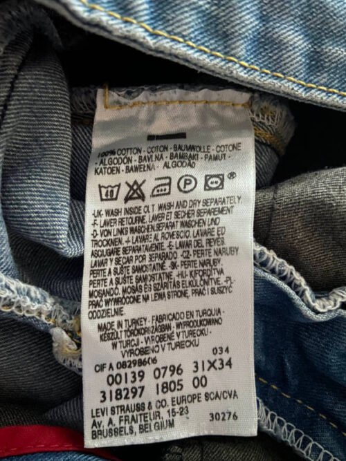 jean vintage levis engineered w31 etiquette