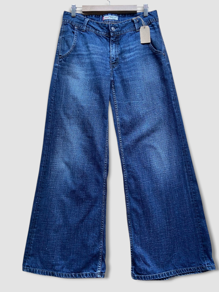 jean vintage levis 565 wide leg loose fit w30 bleu face