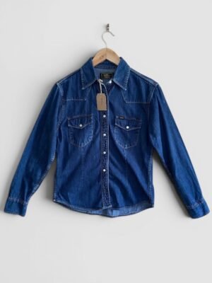 chemise jean vintage lee western 90 bleu brut face