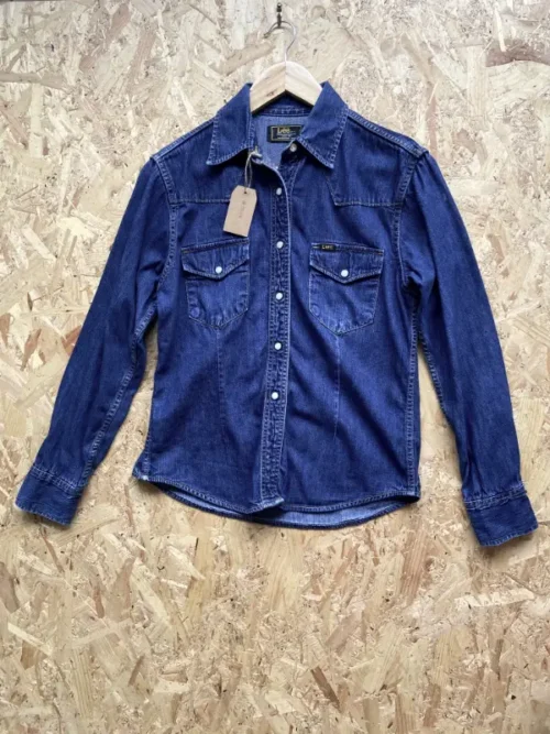 chemise jean vintage lee western 90 bleu brut face