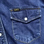 chemise jean vintage lee western 90 bleu brut poche