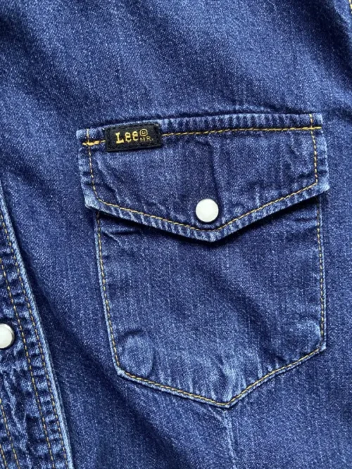 chemise jean vintage lee western 90 bleu brut poche