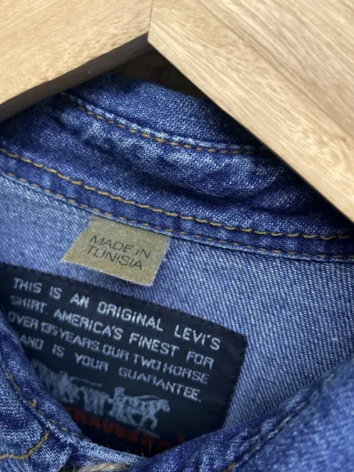 chemise jean levi's orange tab 90 bleu brut small etiquette
