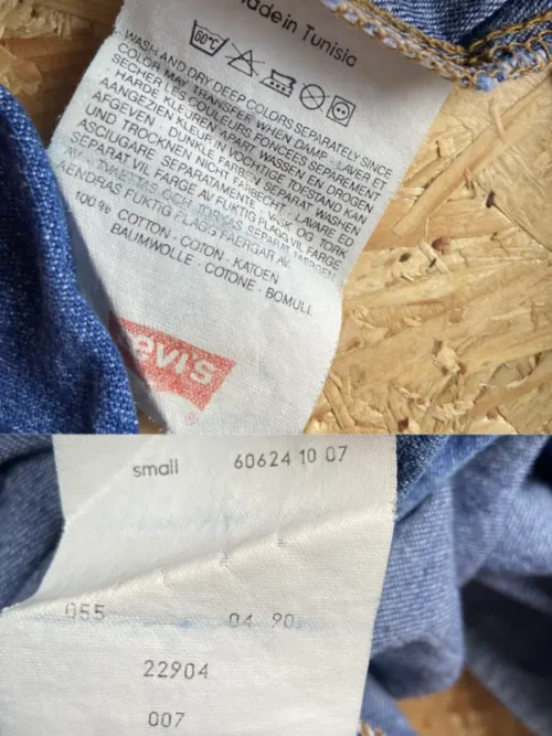 chemise jean levi's orange tab 90 bleu brut small etiquette 2