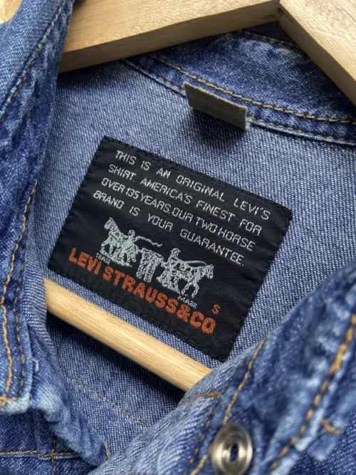 chemise jean levi's orange tab 90 bleu brut small etiquette 3