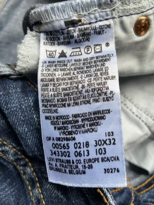 jean vintage levis 565 wide leg loose fit w30 bleu etiquette