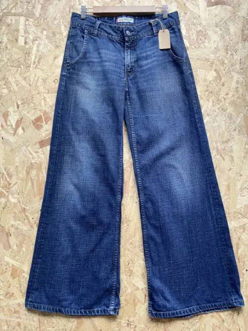jean vintage levis 565 wide leg loose fit w30 bleu face