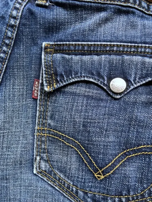 jean vintage levis 565 wide leg loose fit w30 bleu red tab