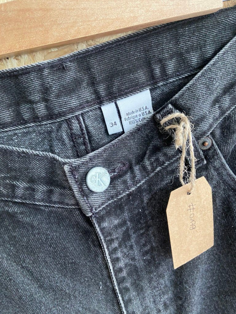 jean vintage calvin klein noir made in usa 90s étiquette interieur