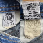 jean vintage diesel saddle 90s w30 made in italy etiquette