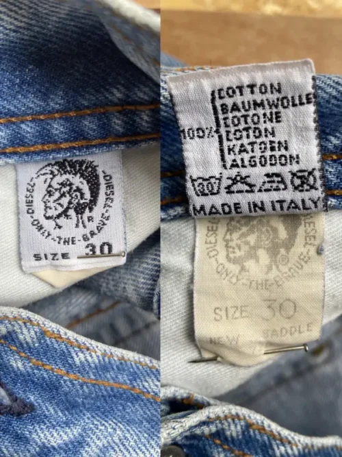 jean vintage diesel saddle 90s w30 made in italy etiquette