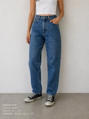 Jean Vintage Bonaventure 80s Bleu Mom Fit 38