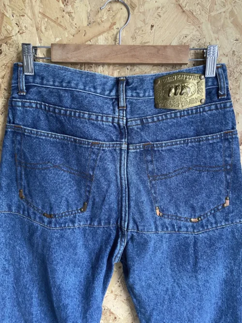 jean vintage bonaventure bleu années 80/90 taille haute coupe mom dos poches