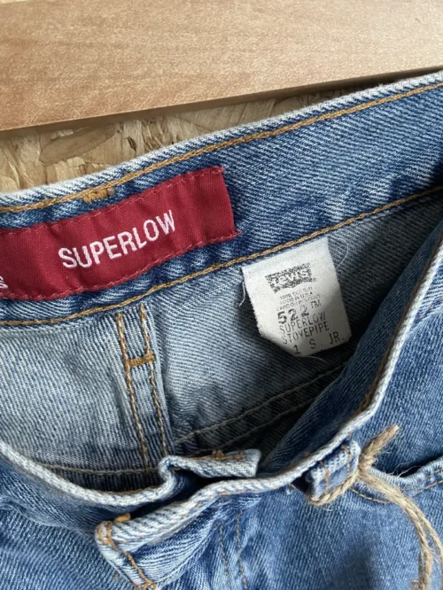 jean levis vintage années 2000 bleu modèle 522 superlow stovepipe made in usa etiquette du modèle et etiquette taille