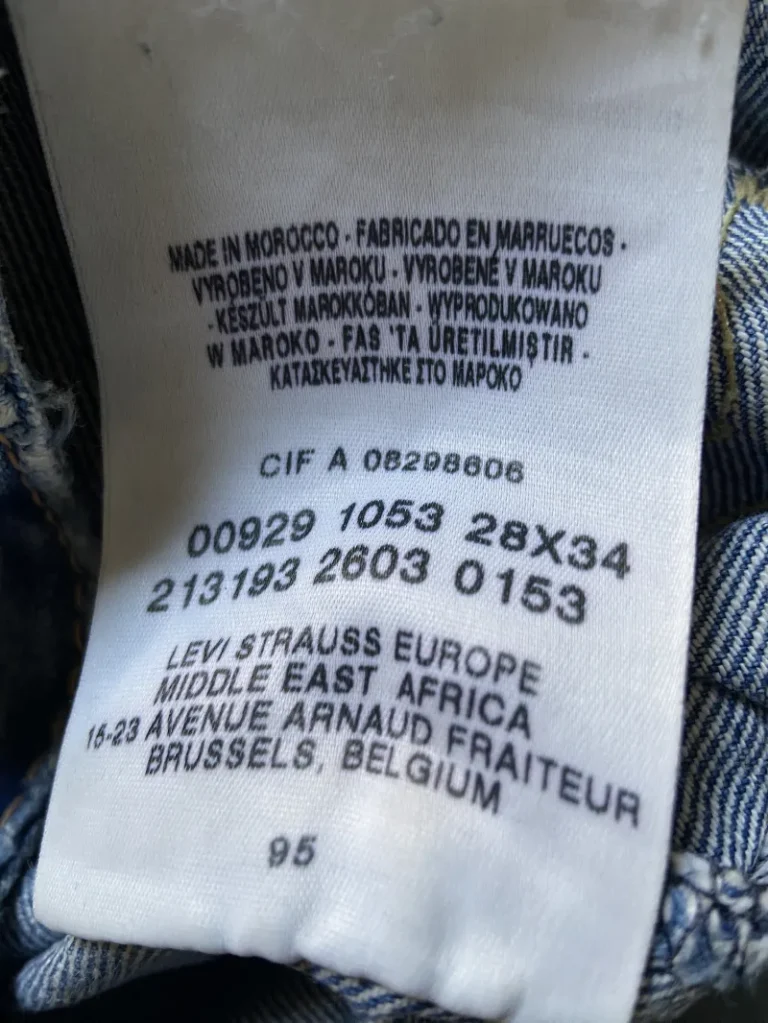 jean levi's 929 vintage étiquette