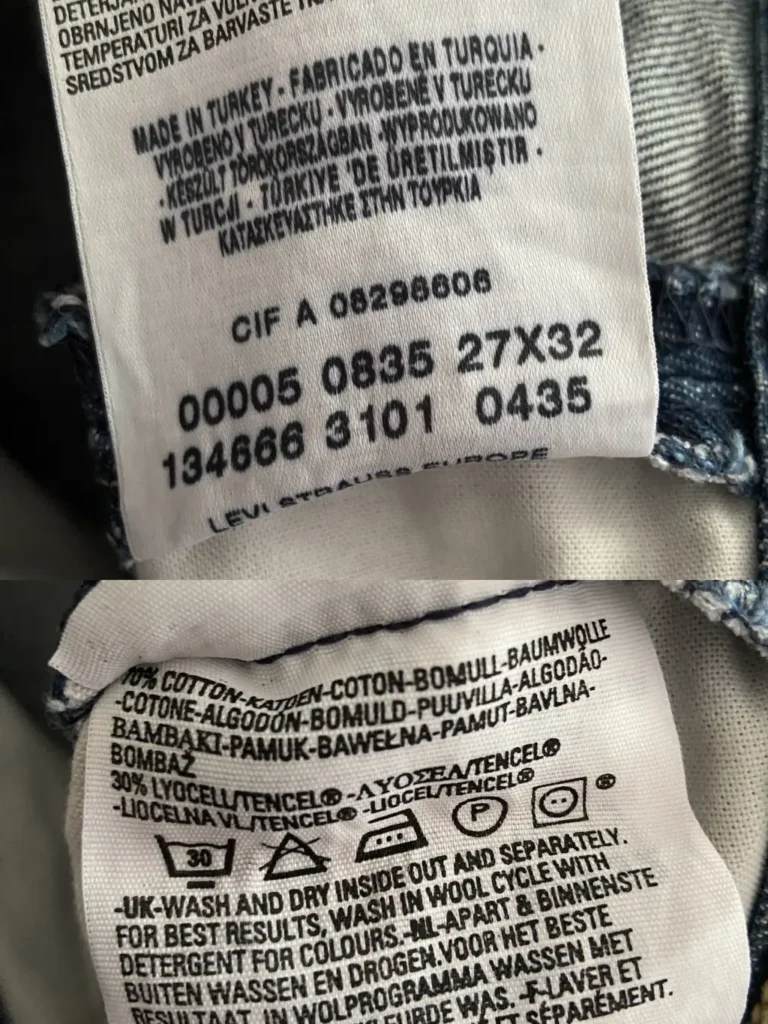 Levi's 835 engineered coutures tournantes W27 Y2K étiquette