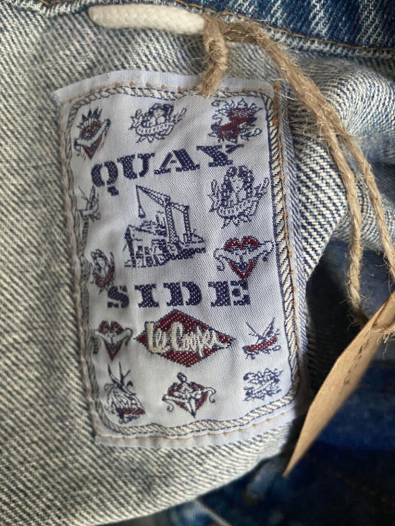 veste jean lee cooper années 80/90 étiquette tissu interieur "quay side"