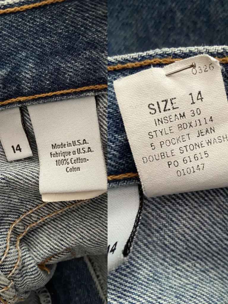 jean vintage calvin klein années 90 USA étiquettes