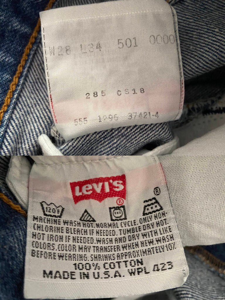 Jean levi's 501 shrink to fit valencia street 1996 étiquette