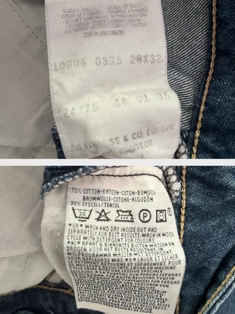 jean levis engineered 835 taille basse etiquette